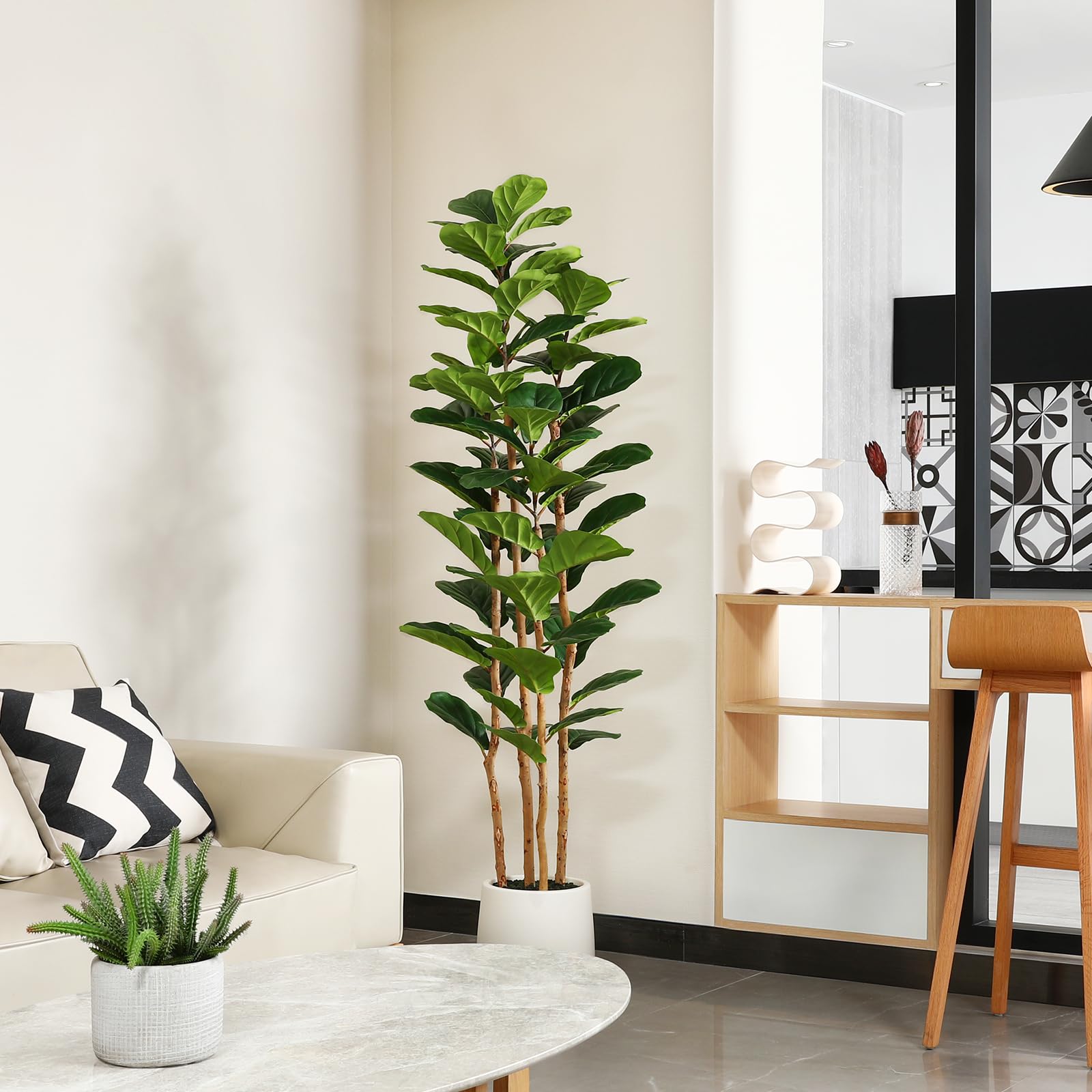Fiddle Leaf Fig - Árvore artificial de figueira-de-lágrima com vaso